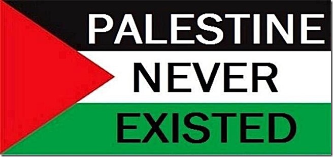Palestine Never Existed stamped on flag